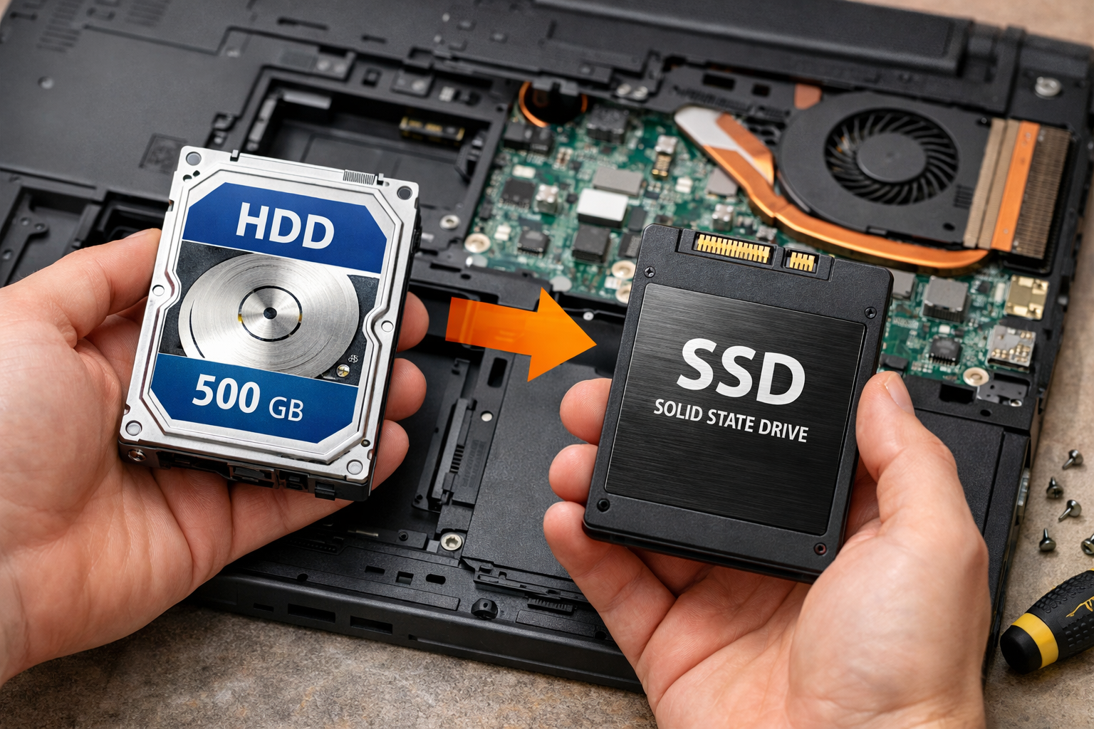 Modernizacja laptopa Skierniewice - wymiana dysku SSD i poprawa wydajności